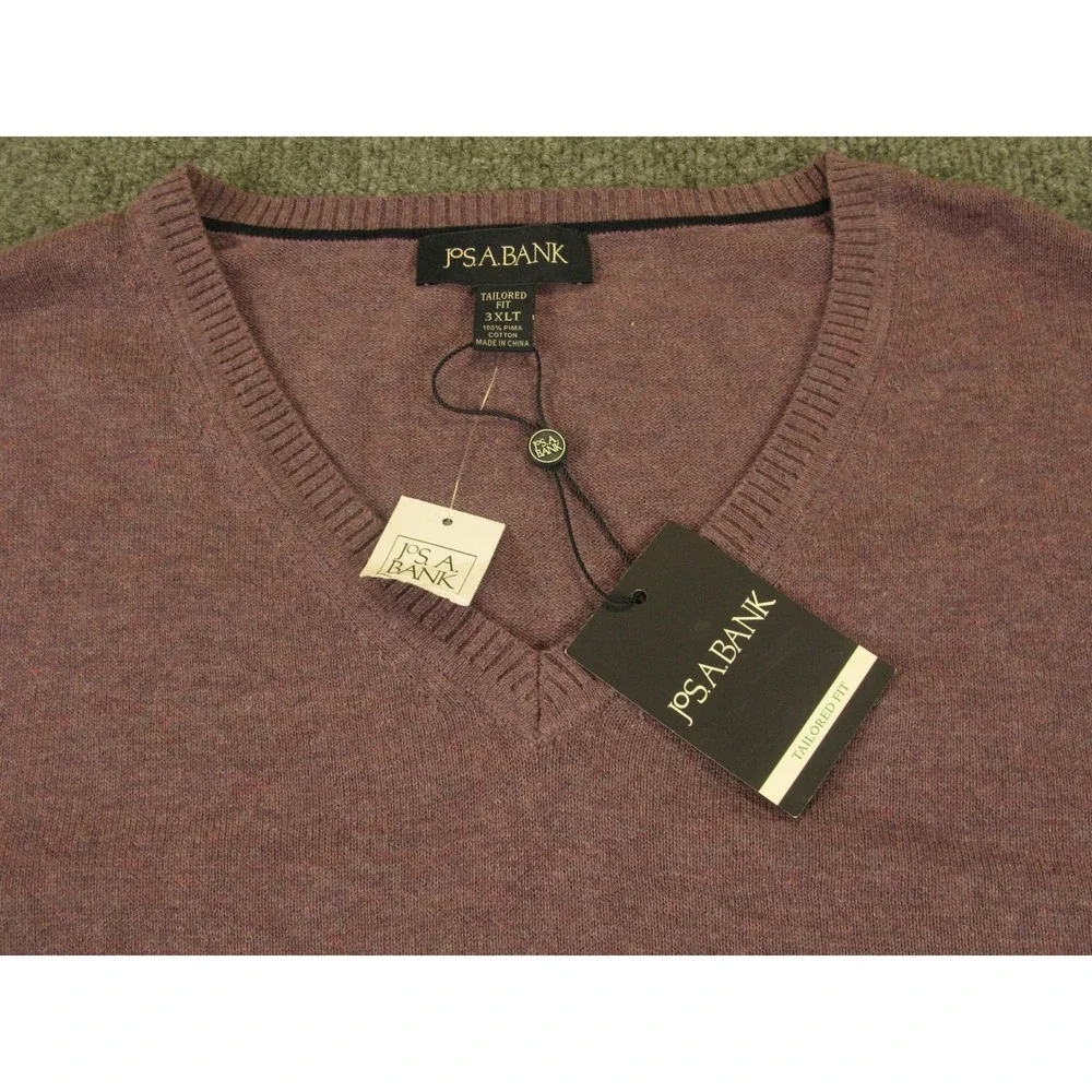 Jos A Bank Mens‎ 3XLT Pima Cotton V-Neck Sweater Tailored Fit Purple NEW 2140